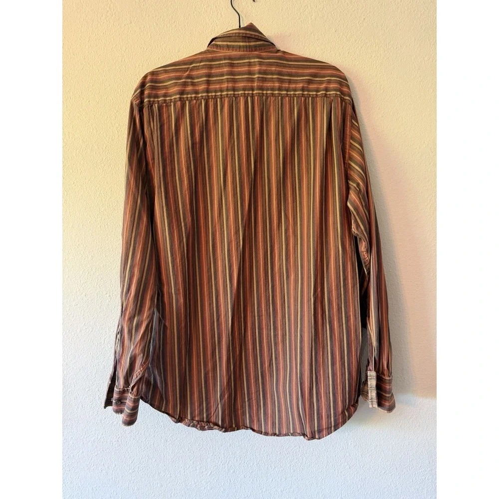 Banana Republic Mens Shirt Large Red Pink Striped Long Sleeve Size Large